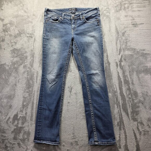 Silver Jeans Co Jeans Womens 32x33 Aiko Baby Boot Stretch Embroidery Bootcut - Picture 1 of 11